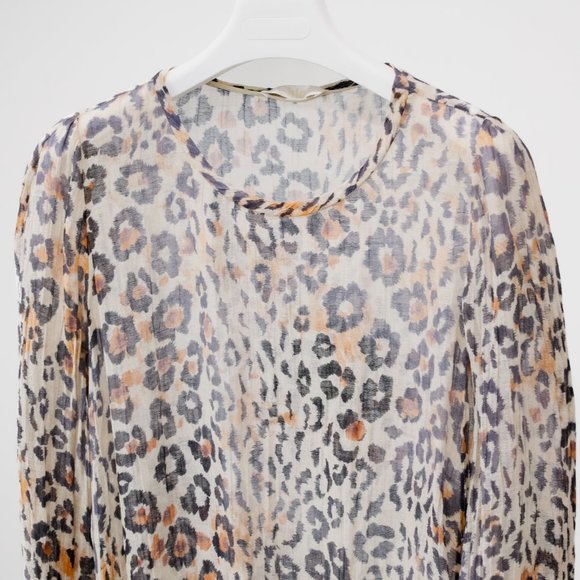 Chloé R/16 Multicolored Tawny Leopard Print Gauze Dress - Picture 4 of 13